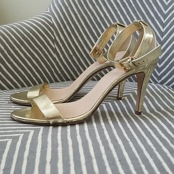 metallic gold ankle strap heels